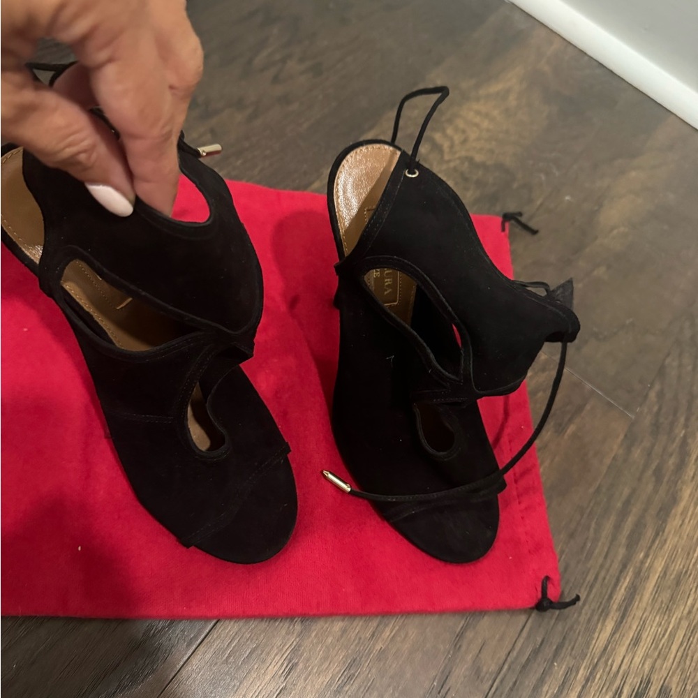 Aquazzura Black Suede Heels